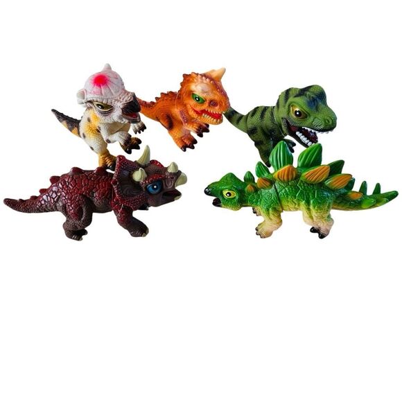 Dinosaur Figure Lot - Soft squishy- Lot of 5 - New without Tags - Big Eye - Picture 1 of 6